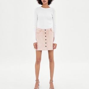 Zara Faux Suede Button-Up Skirt